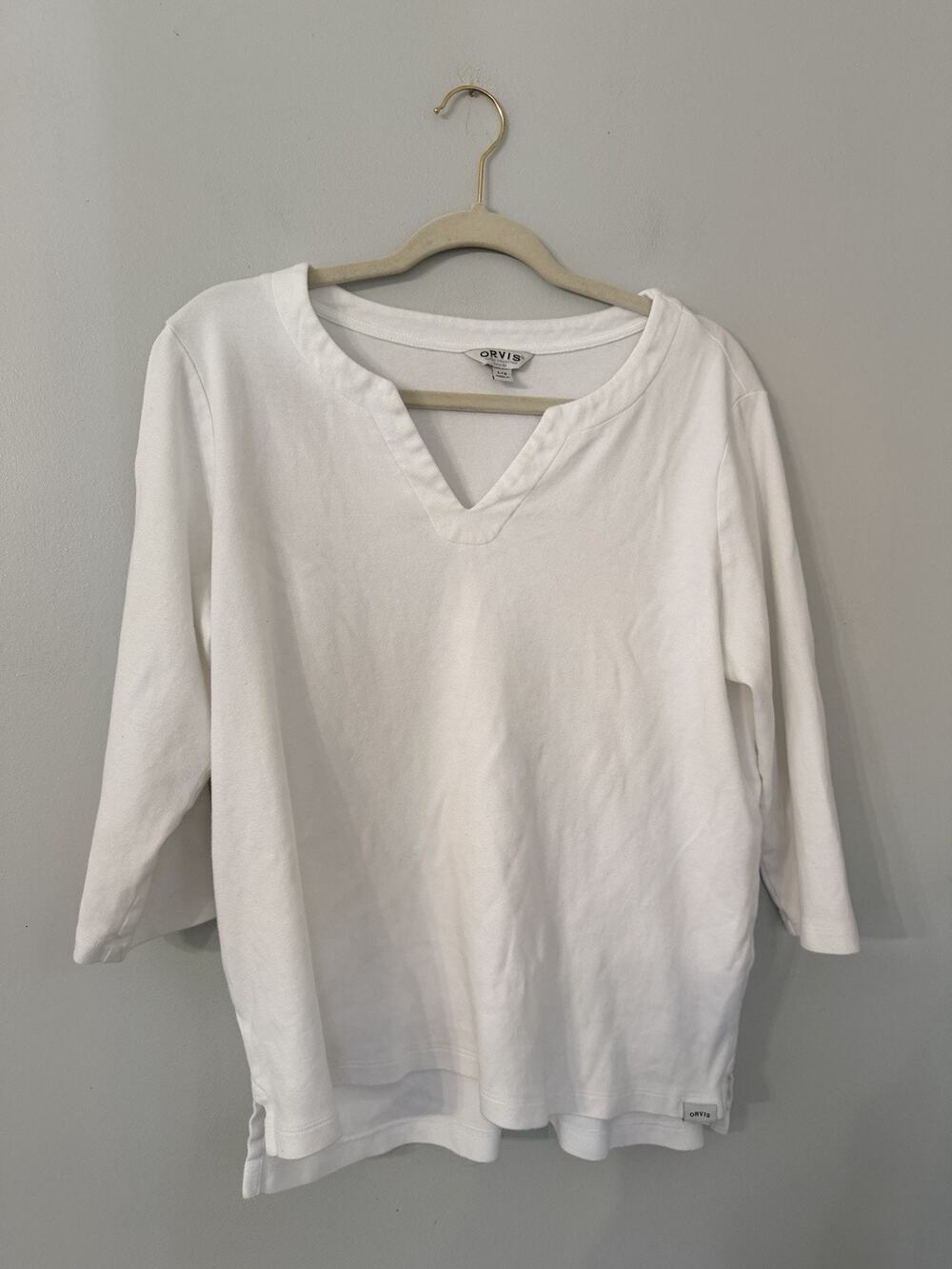 Orvis White Shirt Women's L White Long Sleeve Pima Cotton